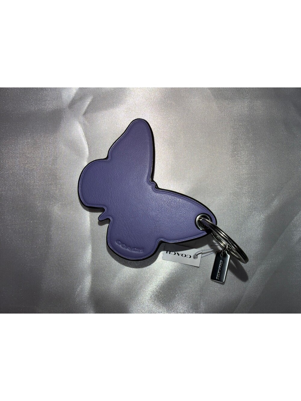 Coach Purple Butterfly Leather Keychain NWT